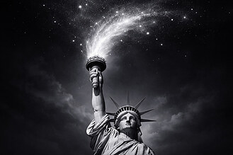 Liberty Torch Turning Into Galaxy - HD Wallpaper | Free Download | 4K Ultra HD