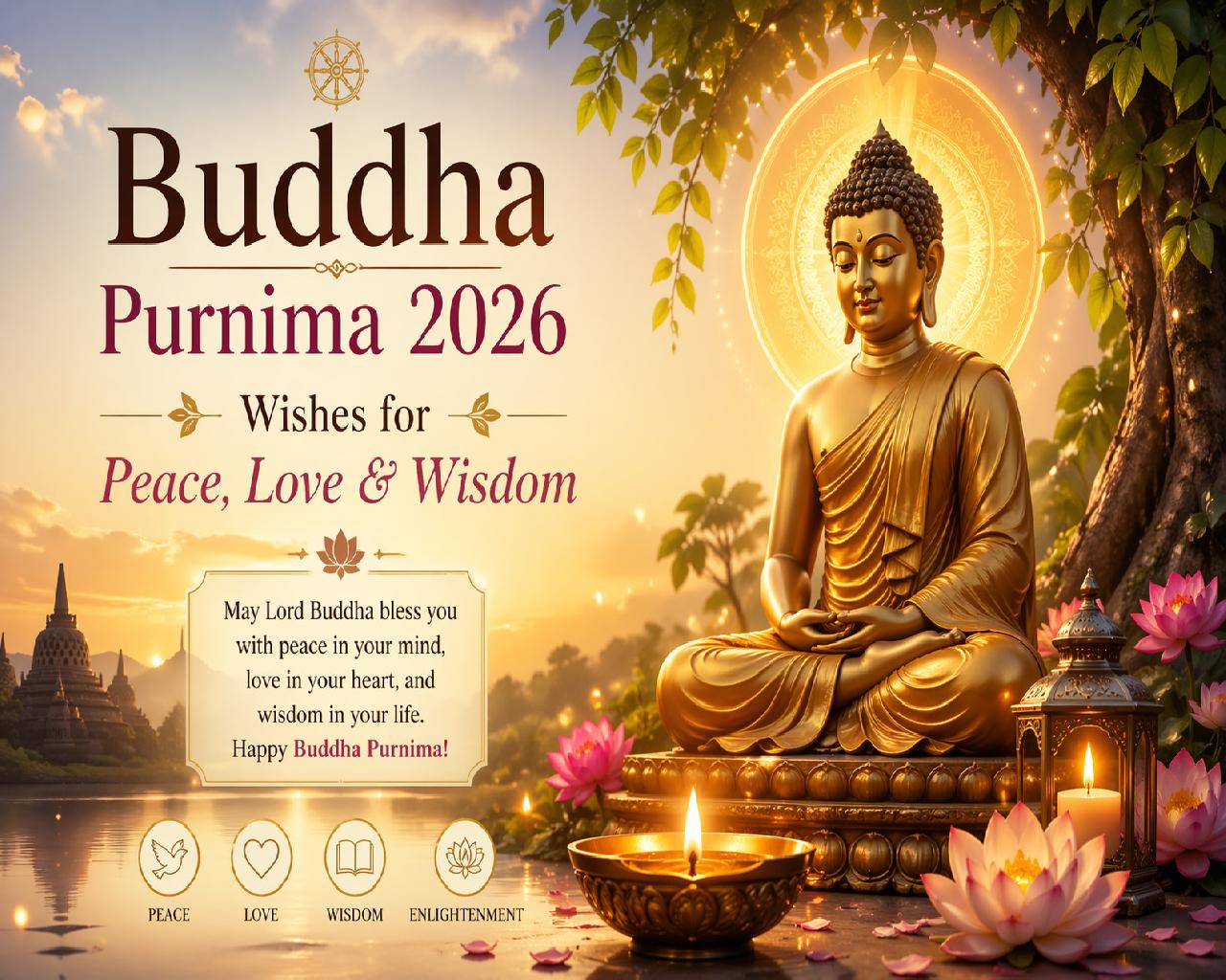 Buddha purnima golden buddha art 1280x1024