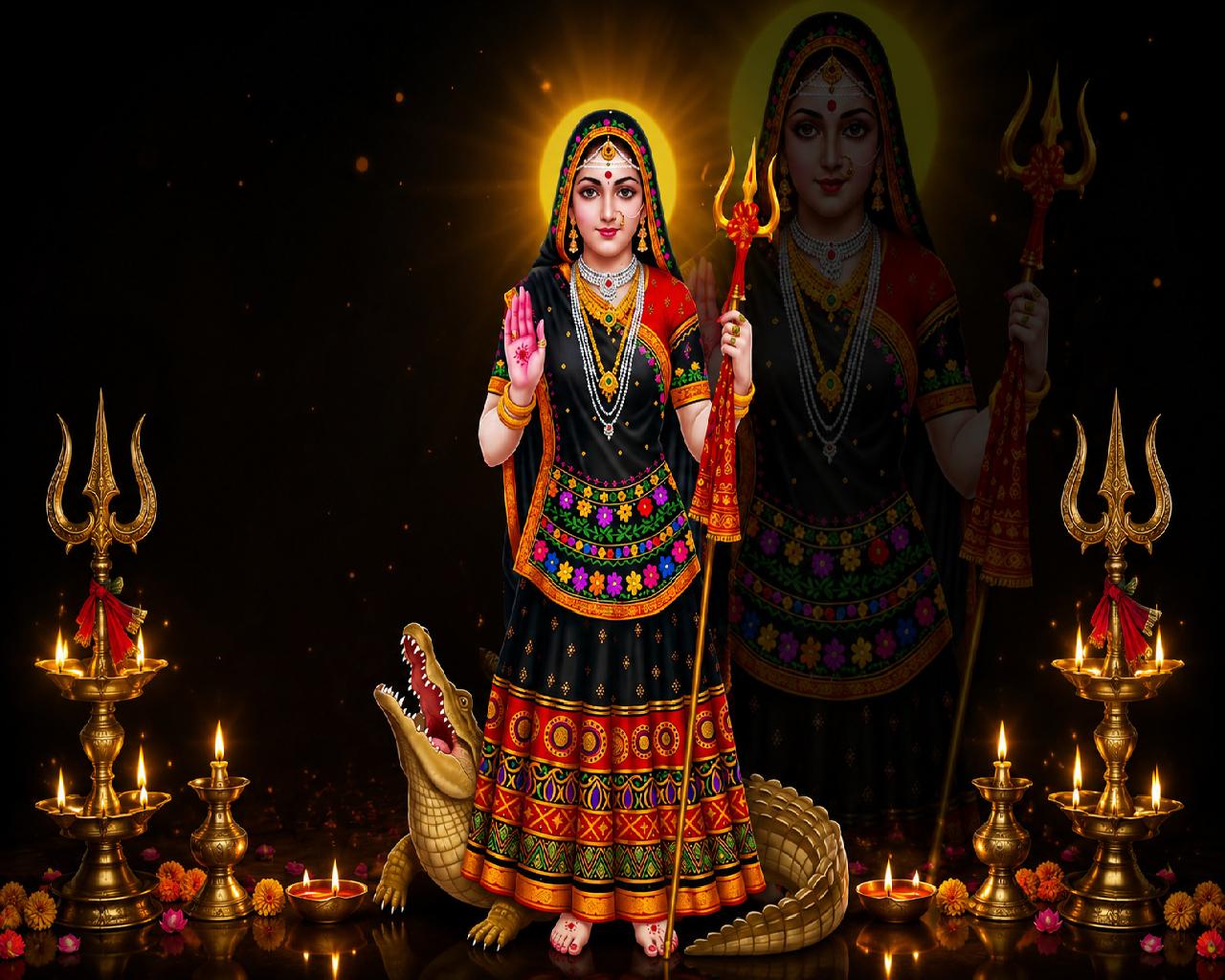 Maa khodal with crocodile 1280x1024