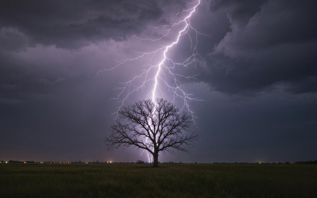 Lone tree lightning strike 1280x800