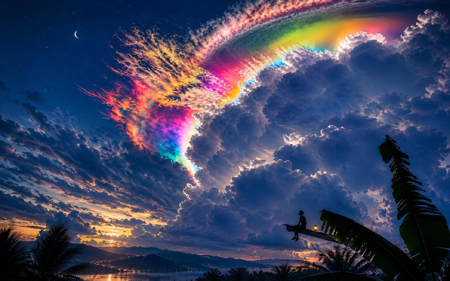 Sunset rainbow cloudscape 1440x900