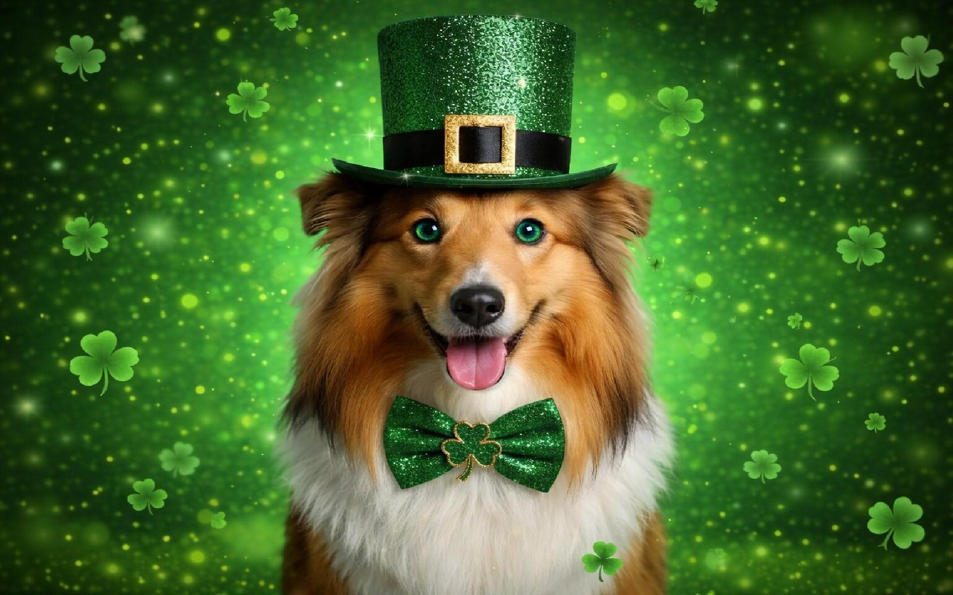 Shamroc hat smiling puppy 1920x1200