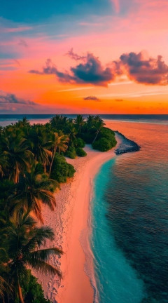Pink sky tropical island 240x432
