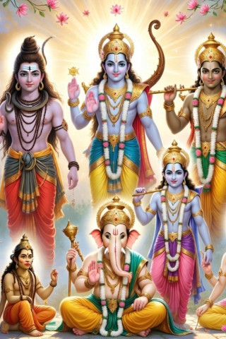 Hindu gods divine artwork 320x480