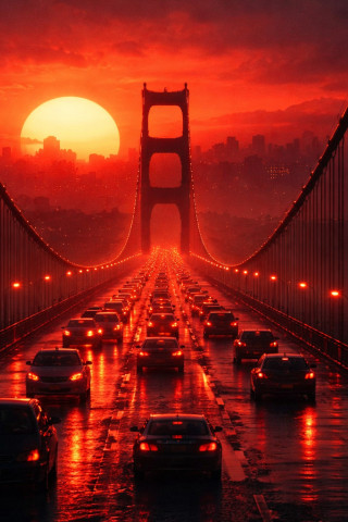 Wet road reflection 320x480