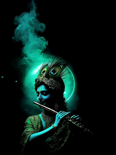 Neon krishna art 480x640
