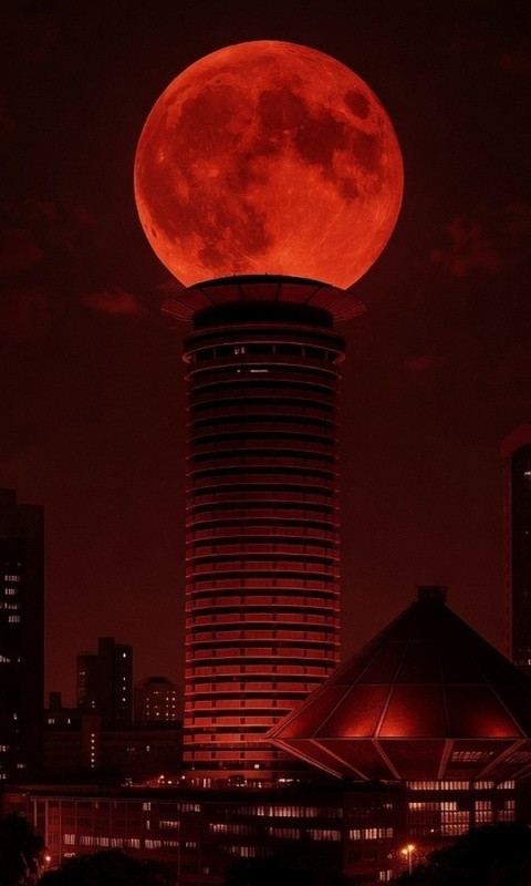 Blood rising moon night 480x800