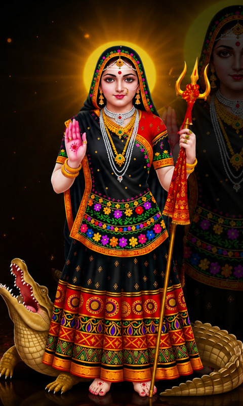 Maa khodal with crocodile 480x800