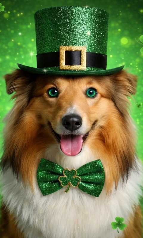 Shamroc hat smiling puppy 480x800