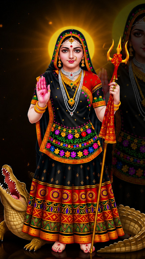 Maa khodal with crocodile 480x854