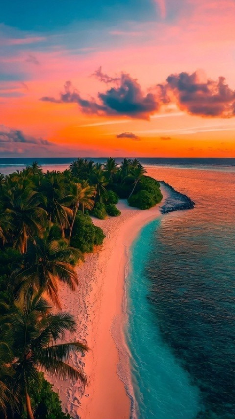 Pink sky tropical island 480x854