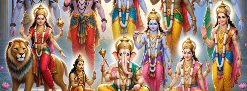 Hindu gods divine artwork 851x315